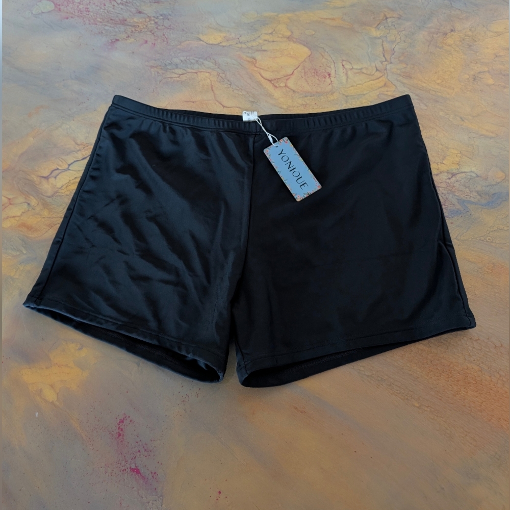 Yonique Black Swim Shorts Spandex Stretch Size 18W